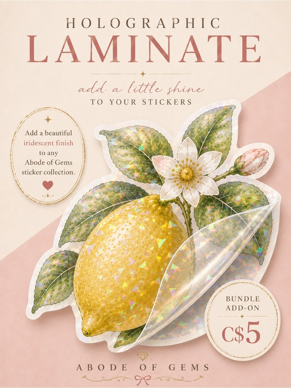 🆕 $5 Add-On ✨ Premium Holographic Laminate Upgrade for Stickers
